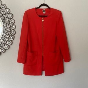 Beautiful Fire Orange Anne Klein Blazer with orange zipper, size M.